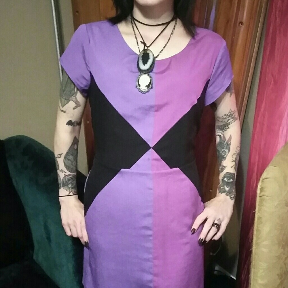 Late 80s/Early 90s purple patterned dress